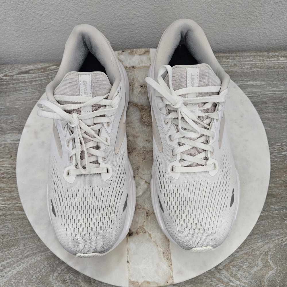 Brooks Ghost 15 Womens 9.5 B Shoes White Running Walking Sneaker 1203801B189 - Picture 4 of 10